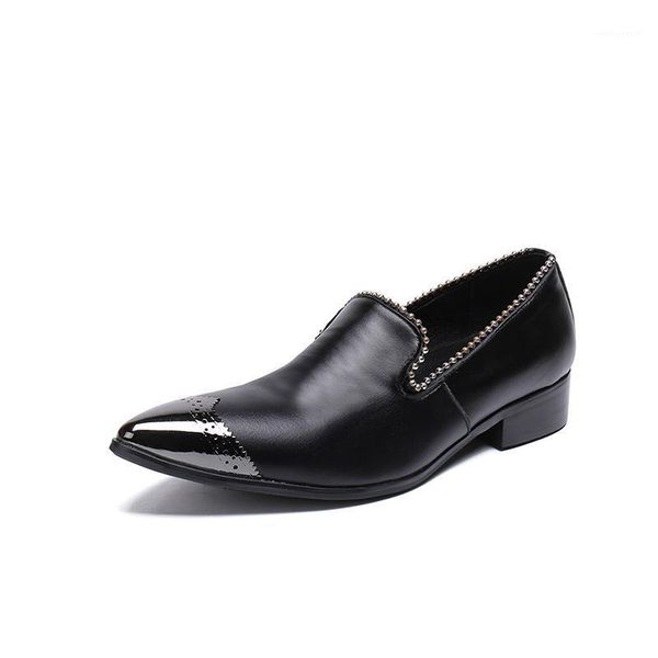 

leathe men's shoes handmade flat shoes black metal toe party1