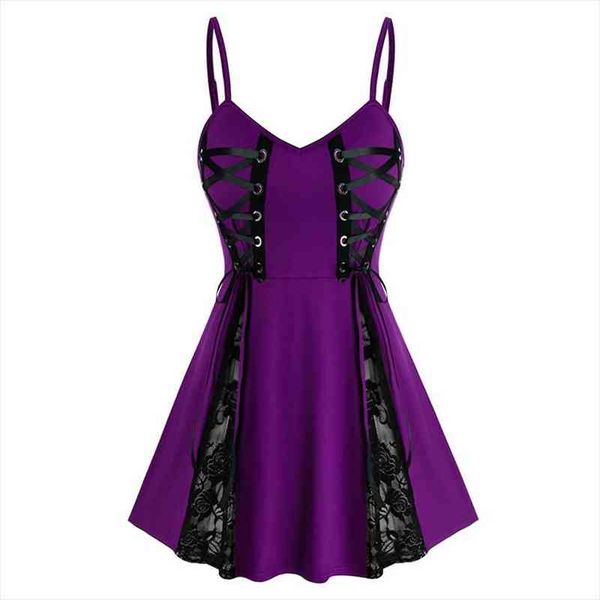 

y2k goth summer high waist vintage women lace layered dip hem sleeveless sling bandage corset dress party dress fashion, Black;gray