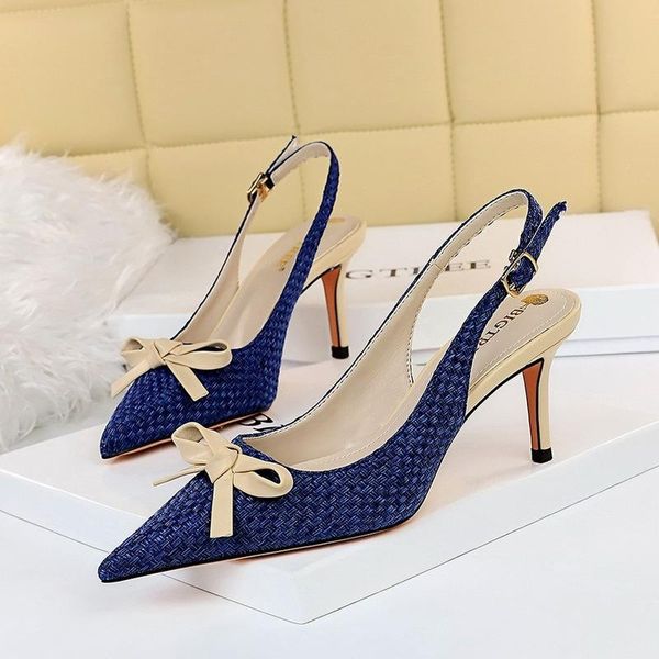 

weave kitten heels women's 2021 fashion summer sandals slingback high heel shoes ladies female spring woman stilettos new, Black