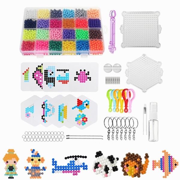 

24 colors 3000pcs magic beads 3d beads puzzle diy handmaking kids educational aqua toys for children y200413