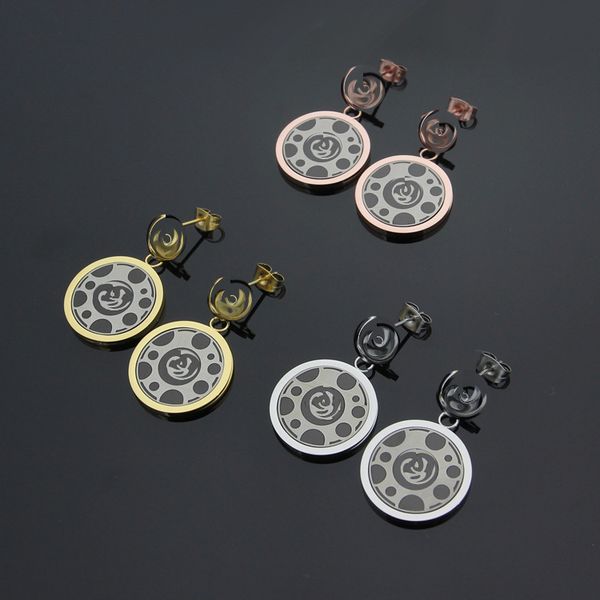 

2020 designer jewelry c letter hanging black spot round brand earrings 18k rose gold lady earrings, Golden;silver