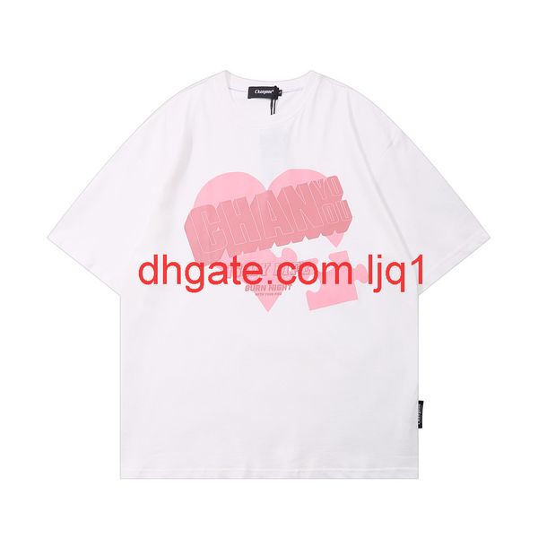 

love print short sleeve t-shirt men's fashion brand round neck quarter sleeve street trend loose half sleeve t-shirt, White;black
