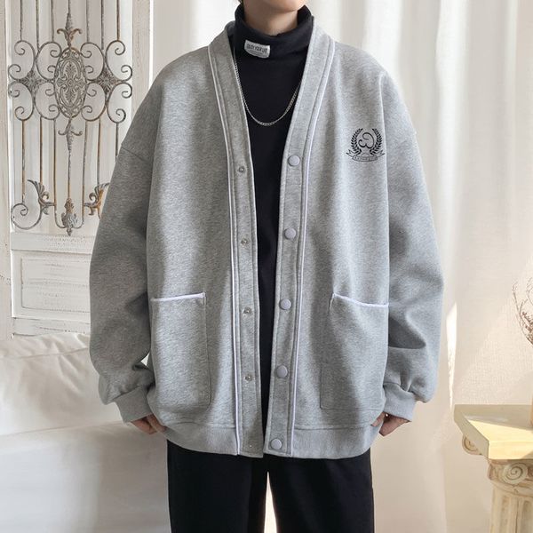 

men's autumn 2021 thin-fitting new winter cardigan jacket youth clothing 3952, Black;brown