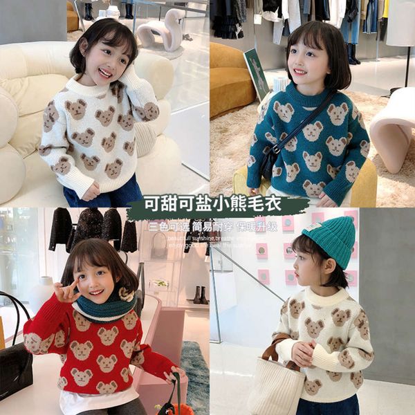 

autumn winter children's cashmere quali girls' horse korean bear sweater, Blue