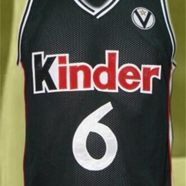 

custom 604 youth women vintage #6 manu ginóbili european basketball jersey size s-4xl or custom any name or number jersey, Black