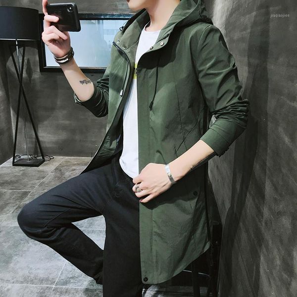

2020 autumn mens casual fashion hoodie jacket men waterproof clothes men's windbreaker coat male trench coat1, Tan;black