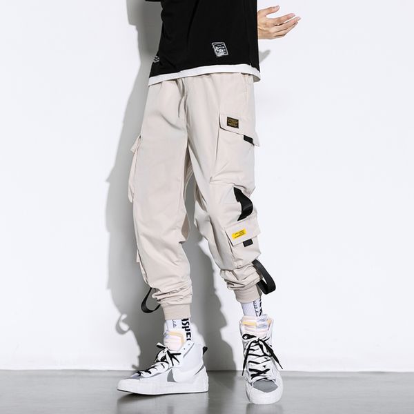 

hip hop style men underwear ribbons and multi pocket casual wear, novelty, Black