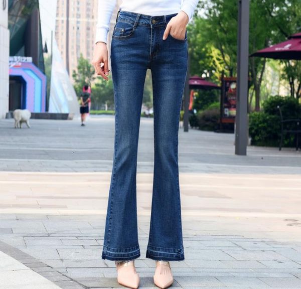 

new women's clothes burning high-waisted jeans big size slim pants o9nd, Blue