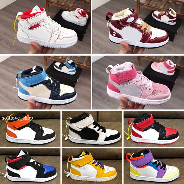 

2021 1 kids shoes game royal scotts obsidian bred sneakers melody mid multi-color tie-dye kids shoes 26-35, Black