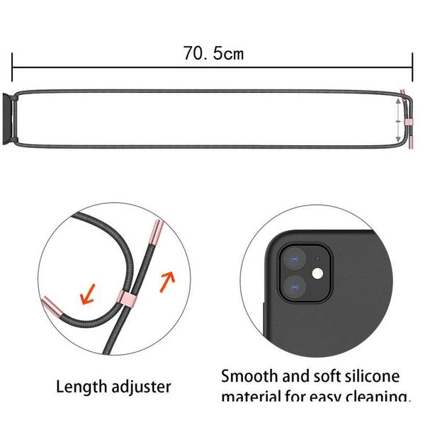 

grandever soft tpu phone case with lanyard necklace for iphone 11 xr solid color cover rope crossbody with long neck st jllmgx