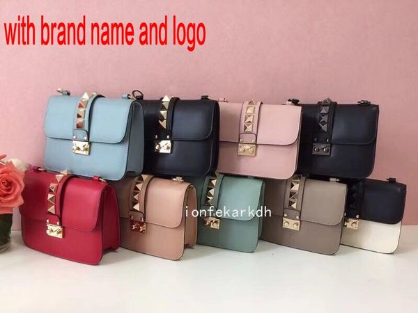 

2018 fashion handbag new shoulderbag lady bag gold rivet valentine's day bags camera bag small red pink green blue colors big qynf gl9l