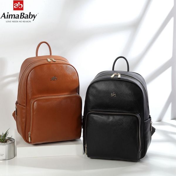 

baby diaper bag organizer pu leather fashion mummy maternity bag backpack + changing pad + wet bag + stroller straps lj201013