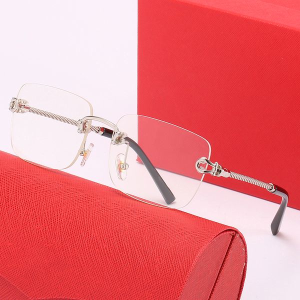 

mens designer sunglasses leopard head composite metal rimless optical frame classic rectangle square luxury gold sunshade sunglass carti fra, White;black