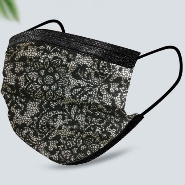 

50pc взрослой мода кружево одноразовой защита три слой нетканый фильтра дышащей маски для лица мужской ткани лица рот маски wmtoxi
