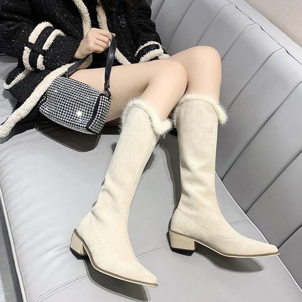 

white shoes women's cowboy boots round toe booties woman 2020 low heel boots-women thigh high heels high sexy, Black
