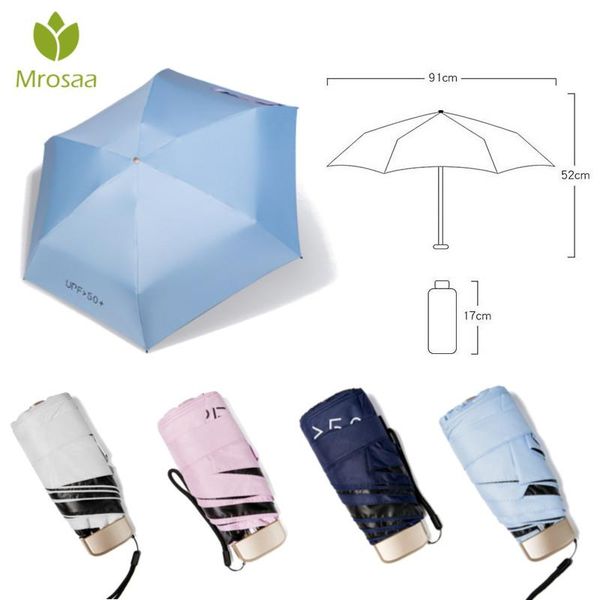 

women men portable uv protect umbrella mini pocket compact 5 folding sun uv rain small solid black coating parasol bbylrp bwkf