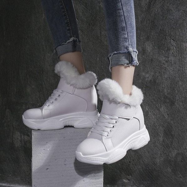 

winter new white shoes women snow boots plush fashion brand ladies footware with fur female warm botas mujer invierno, Black