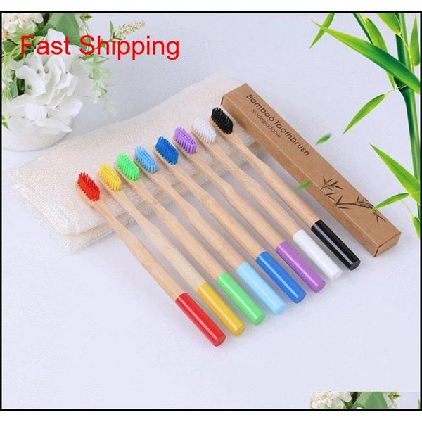 

dupont bristle bamboo toothbrush natural l bathroom round handle kraft package colorful biodegradable eco-fr qyljmq toys2010