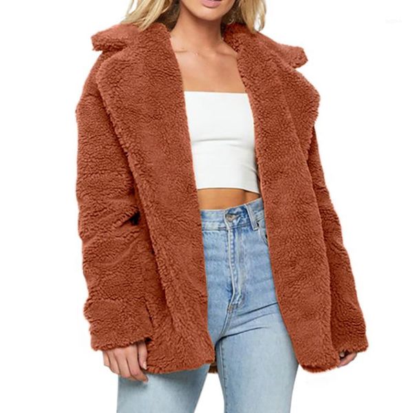

warm coats women winter faux fur coat luxury fur coat loose lapel overcoat thick warm plus size female coats1, Black