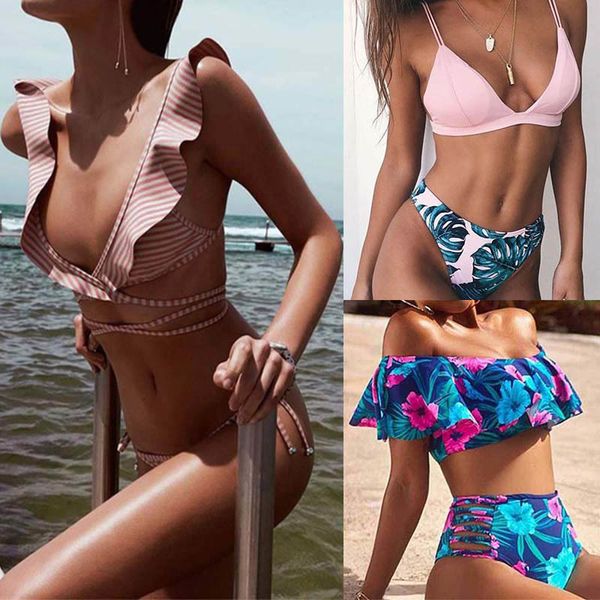 

tcbsg bikinis 2019 swimwear women swimsuit push up brazilian bikini set bandeau summer beach bathing suits female biquini, Black