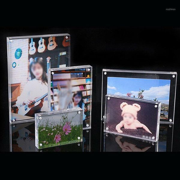 

1pcs double-faced clear crystal p frame desk set acrylic magnet picture parts use p picture frame1