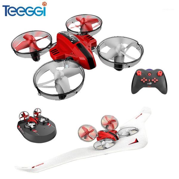 

drones teeggi t11 3-in-1 vehicle detachable rc drone epp flying air boat glider airplane 2.4g quadcopter for kids vs e016f s9hw1