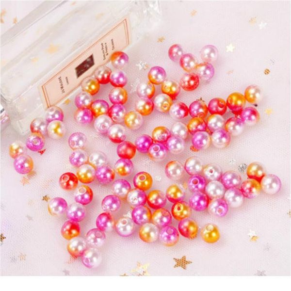 

8mm / 50pcs /abs straight hole pearl two-color beads three-color beads gradient color headdress earrings diy jewelry acc bbyllm