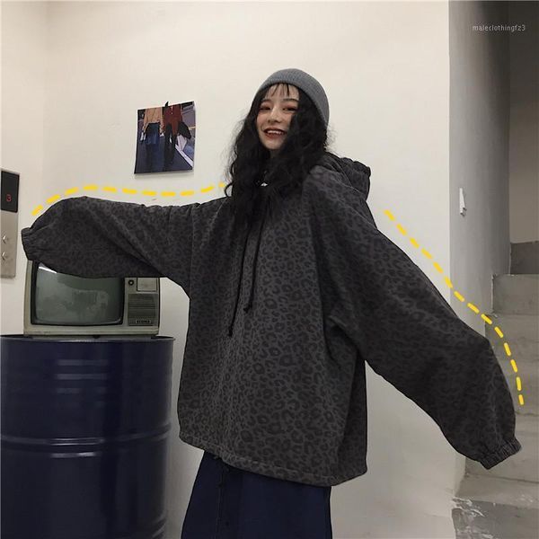 

women's hoodies & sweatshirts plus size oversized loose hooded leopard hip hop sweatshirt pullover women 2021 harajuku streetwear punk, Black