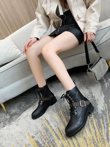 

martin boots 100% cowhide women shoes classic thick heels leather high heeled boots fashion lady short boots large size 35-41, Black