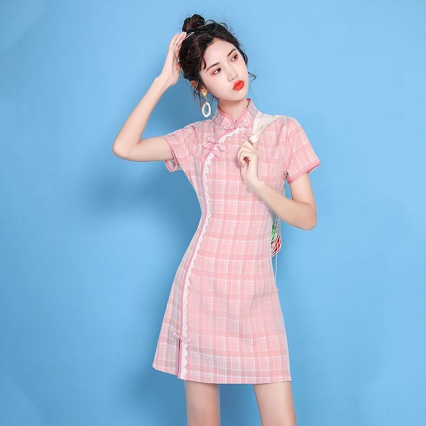 

ej966@2020 summer new chinese style improved short cheongsam sleeve dailysmall fresh slim ej966@2020 summer new chinese style improved short, Black;gray