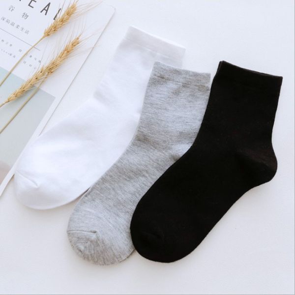 

winter leisure business sport men socks cotton breathable deodorant solid color crew socks men wholesale size 36-43, Black
