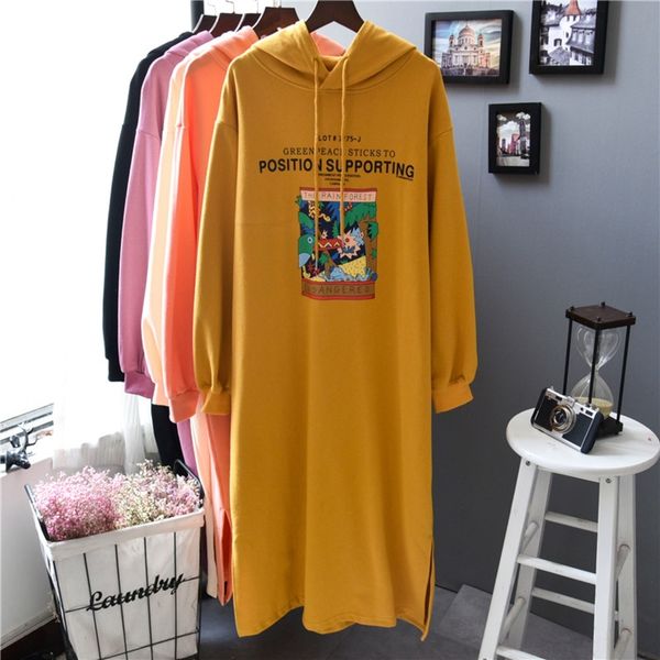 

cf2hh hooded long over the knee oversize hoodies autumn hoodie hooded women's long over the hoodies oversize women's dress autumn, Black
