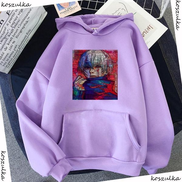 

graphic hoodies tokyo ghoul kaneki hoodies anime hoodie women streetwear harajuku hoody purple casual hooded sweatshirt, Black