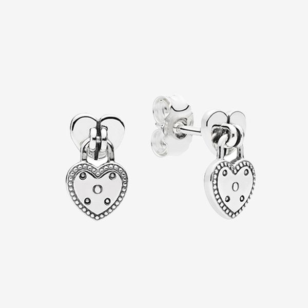 

925 sterling silver love hearts pendant earring women girls wedding gift for stud earring with box set, Golden;silver