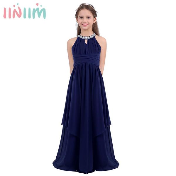 

childrens elegant girls kids flower dresses teen chiffon weeding dress sequined halter vestido de festa toddler party costumes t200709, Red;yellow