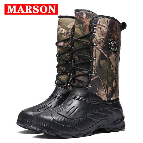 

marson men snow boots winter plus velvet thickening thermal shoes cotton plush keep warm outdoor boots big size 40-46 men shoes 201027, Black