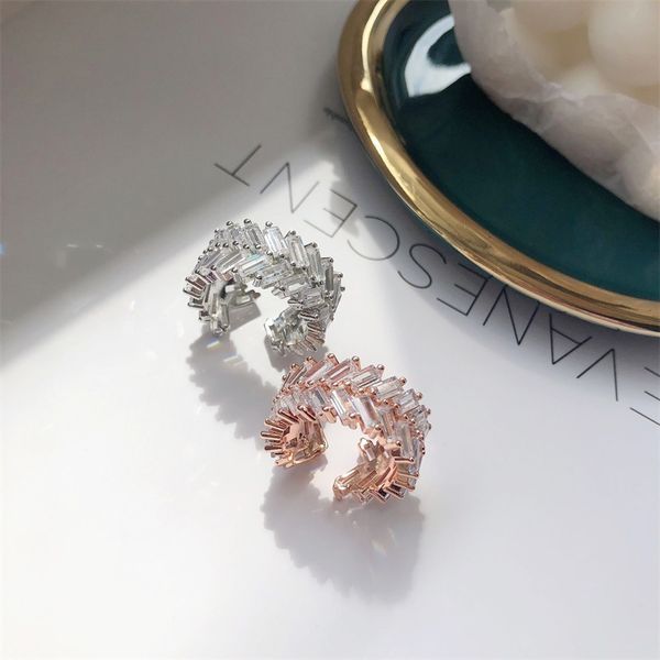 

full diamond fashion personality net red open ring dinner accessories, Silver