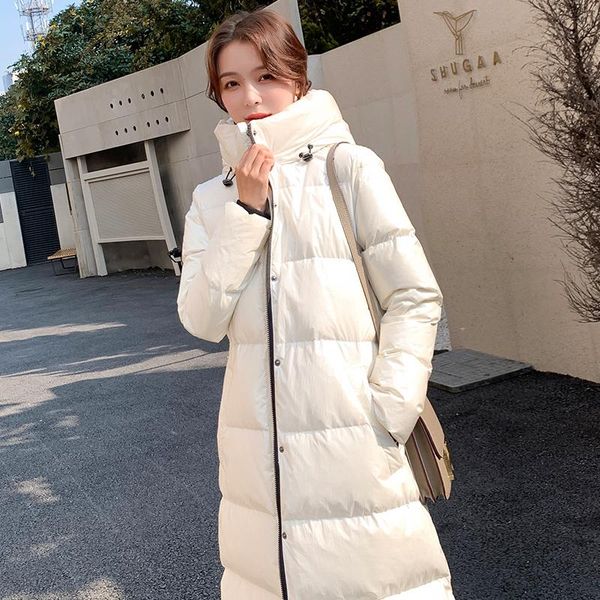 

women's down & parkas long shiny jacket white loose thickened knee x-long jacket2021 winter, Black