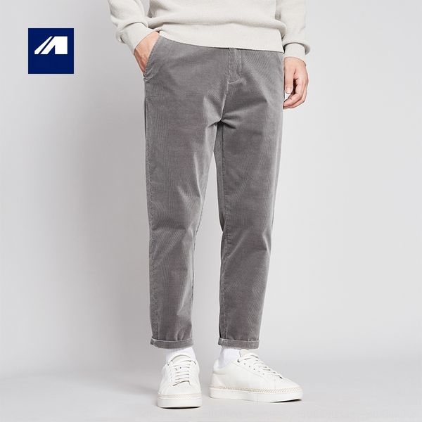 

04tac fashionable corduroy men's core 2020 autumn new straight casual waist men's 9098 pants mid pantslight fashion casual pants 2, Blue