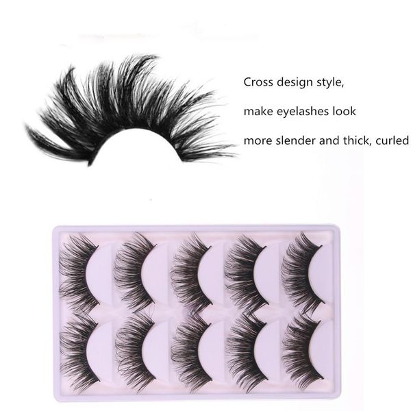 

5pairs set 3d faux mink hair false eyelashes wispy criss cross fluffy thick natural handmade lash cruelty eye makeup tools swy bbynpj