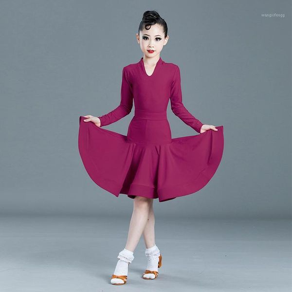 

2020 latin dance dress for girls ballroom dancing rumba samba latin kids dance costume modern carnival jazz dancewear sl22801, Black;red