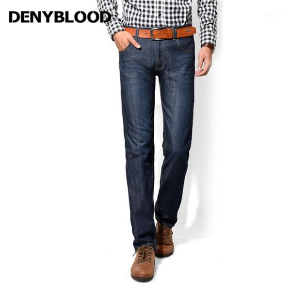 

denyblood jeans darked wash jeans mens blue black cotton denim straight fit classic stylish casual pants male trousers 8581