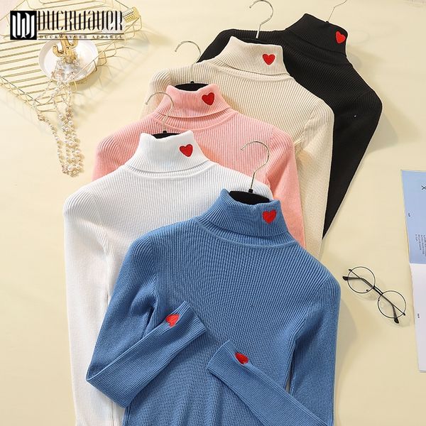 

duckwaver womens sweaters winter turtleneck sweater women pullover knitted sweater pull femme hiver truien dames y200720, White;black