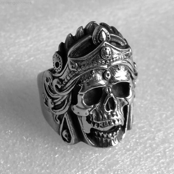 

unique gothic titanium skull stainless steel men's ring punk, Silver