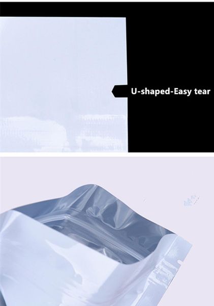 

100pcs white aluminum foil zip lock food package bag self seal zippr mylar foil bag for drysaltery cookies wmtwad mywjqq