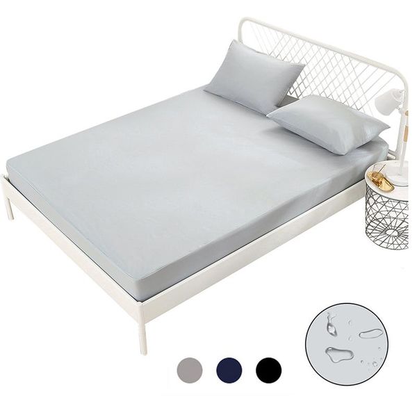 

sheets & sets waterproof bed sheet for mattress pad solid color with elastic band anti bugs washable 160x200