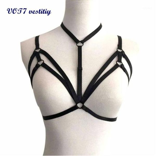 

camisoles & tanks solid ladies bra alluring women corset harness elastic cage strappy hollow out polyester bustier a 301, Black;white