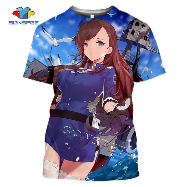 

summer anime games azur lane homme pullover clothing 3d print shirts oversized hentai horror men clothing