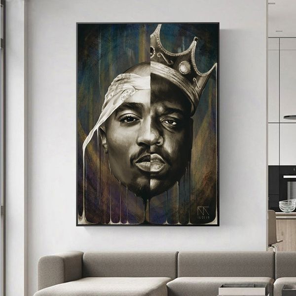 

portrait of big and tupac canvas paintings 2pac posters and prints modern wall art pictures for bedroom home decoration