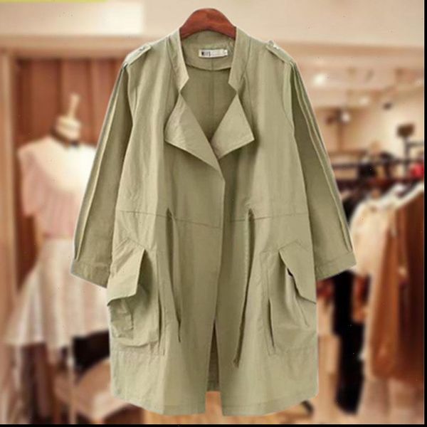 

windbreaker jackets drawstring long coats ladies autumn cardigan jacket 2021 large sizes womens solid color jackets outerwear, Black;brown